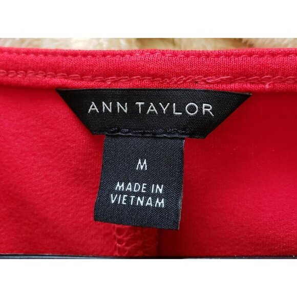 Ann Taylor Women Size M Red Tee Shirt Dress with Ruffled Hem Short Sleeves - Picture 4 of 5